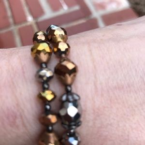 Pair of Beautiful Metallic Crystal Stretch Bracelets-Made by local artist
